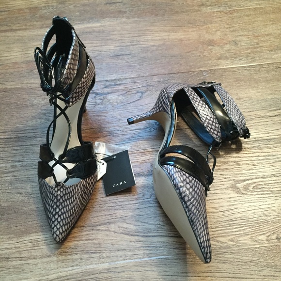 ZARA Leather Sandals:Black/Grey, US 7.5, 8/EUR 38, 39 - Picture 4 of 7